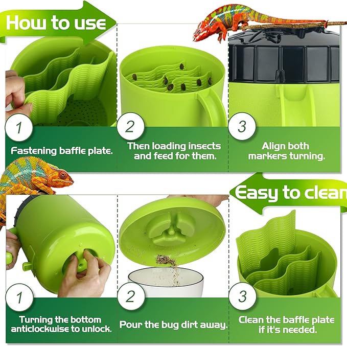 Professional Cricket Keeper Live Worm Organizer Tank with Rubber Seal, Dubia Roach Habitat with Bug Dirt Management Function, Perfect for Keeping Silkworm, Cricket,Dubia Cockroach,Superworms