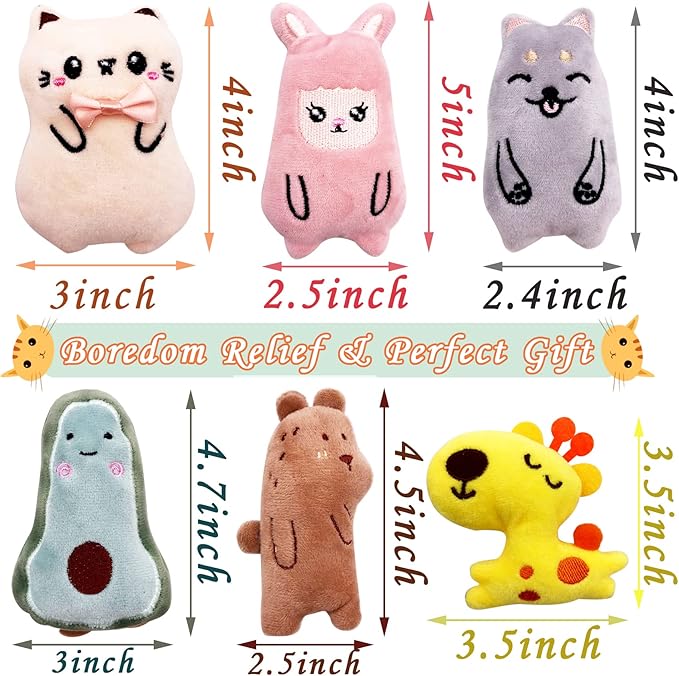 Cat Toys for Indoor Cats Kittens Interactive Pillow Catnip Toys with Bell Bite Toy 6 Pcs