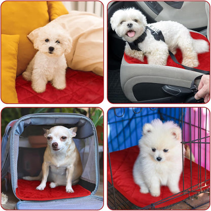 4 Pack Self Heating Cat Pad Self Warming Dog Mat Reflects Body Heat Extra Warm Thermal Pet Pad Washable Dog Cat Bed Crate Bed Mat Blanket (16 x 20 Inch,Red)