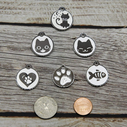 Stainless Steel Cat ID Tags - Engraved Personalized Cat Tags includes up to 4 Lines of Text with Kitty Shape