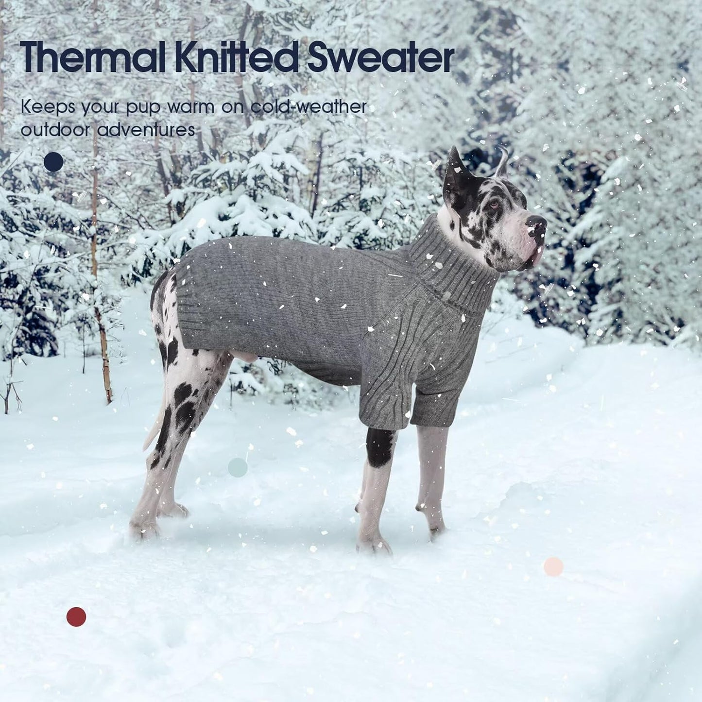 IECOii Great Dane Sweater,5XL Extra Large Sweater for Giant Breed Dogs in Winter,Turtleneck Cold Weather Knit Clothes,Machine Washable,Elastic Pullover for Saint Bernard,Mastiff (Light Grey,XXXXXL)