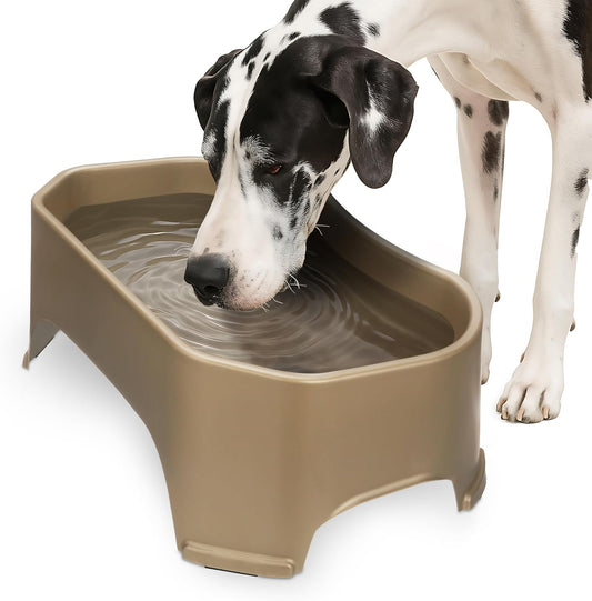 Neater Pet Brands Extra Large Water Bowl for Dogs, Outdoor Dog Water Bowl (2.25 Gallon Extra-Large Capacity), Big Trough Style Food Dish for Indoors or Outside, No Spill Large Dog Bowls, Champagne