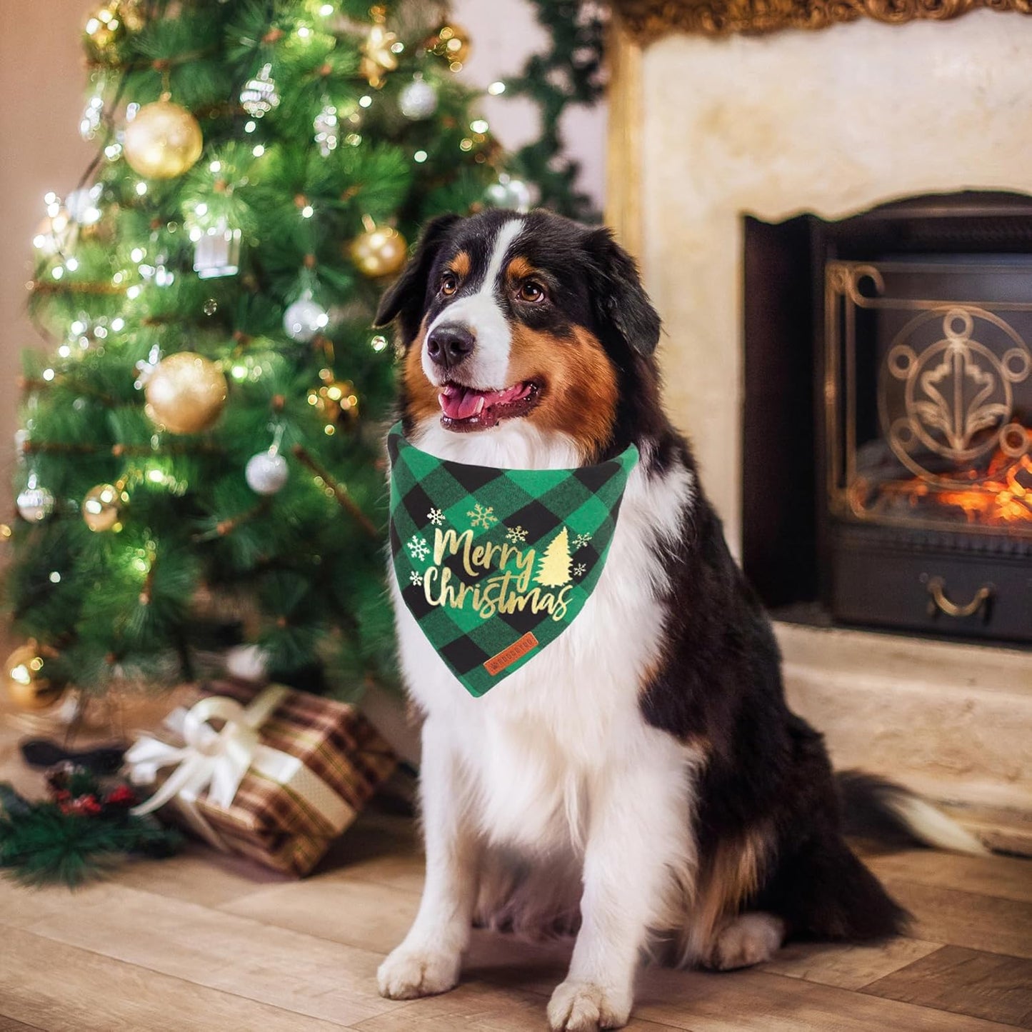 ADOGGYGO 2 Pack Dog Bandana Christmas Classic Plaid Triangle Pet Scarf Bibs Kerchief Merry Christmas Bandanas for Extra Large Dogs Pets (X-Large)