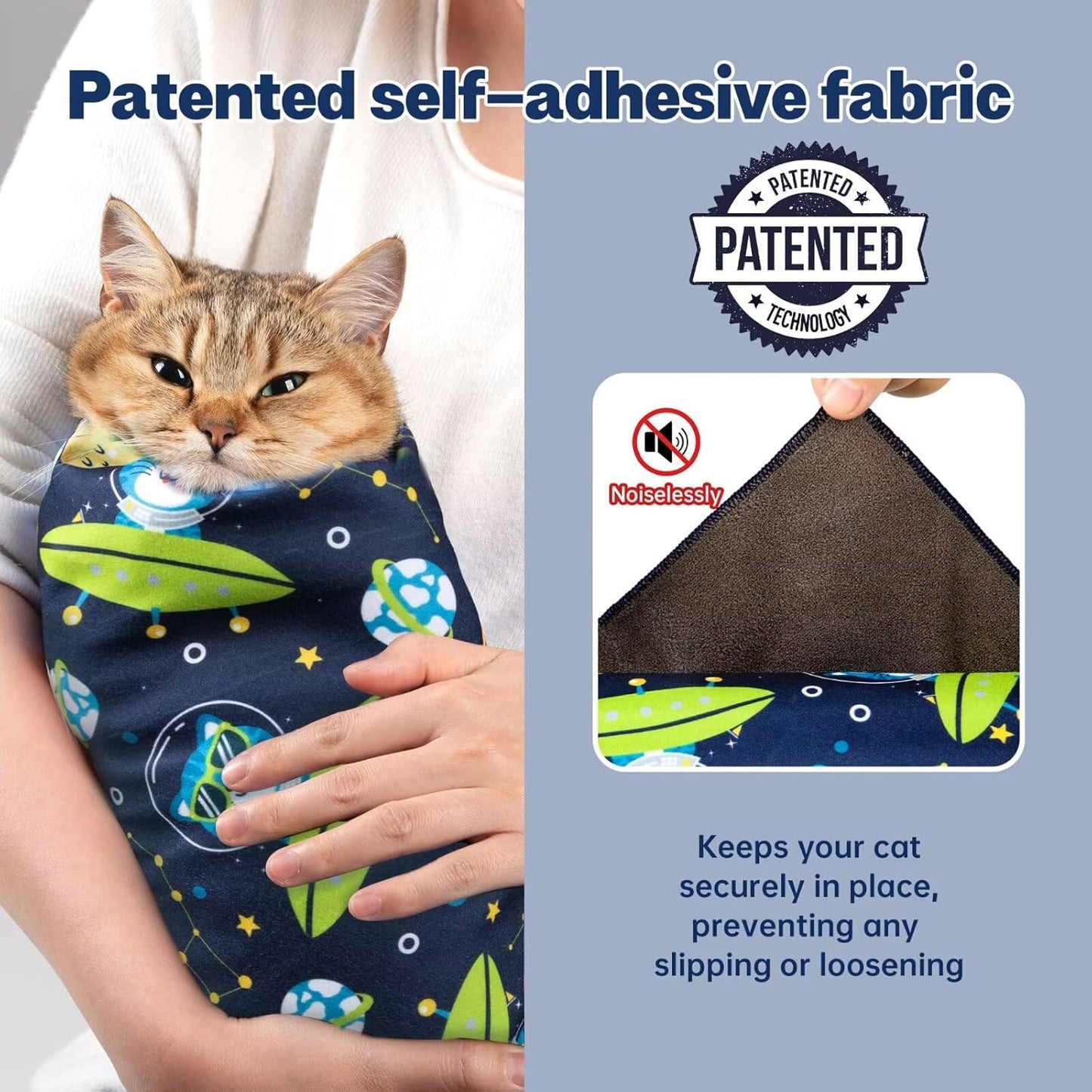 Paw Legend 35.4" Cat Wrap for Grooming Cat Wrap for Cutting Nails Cat Restraint for Nail Clipping Self Adhesive Blanket Restraint Cloth for Cats Within 22lbs