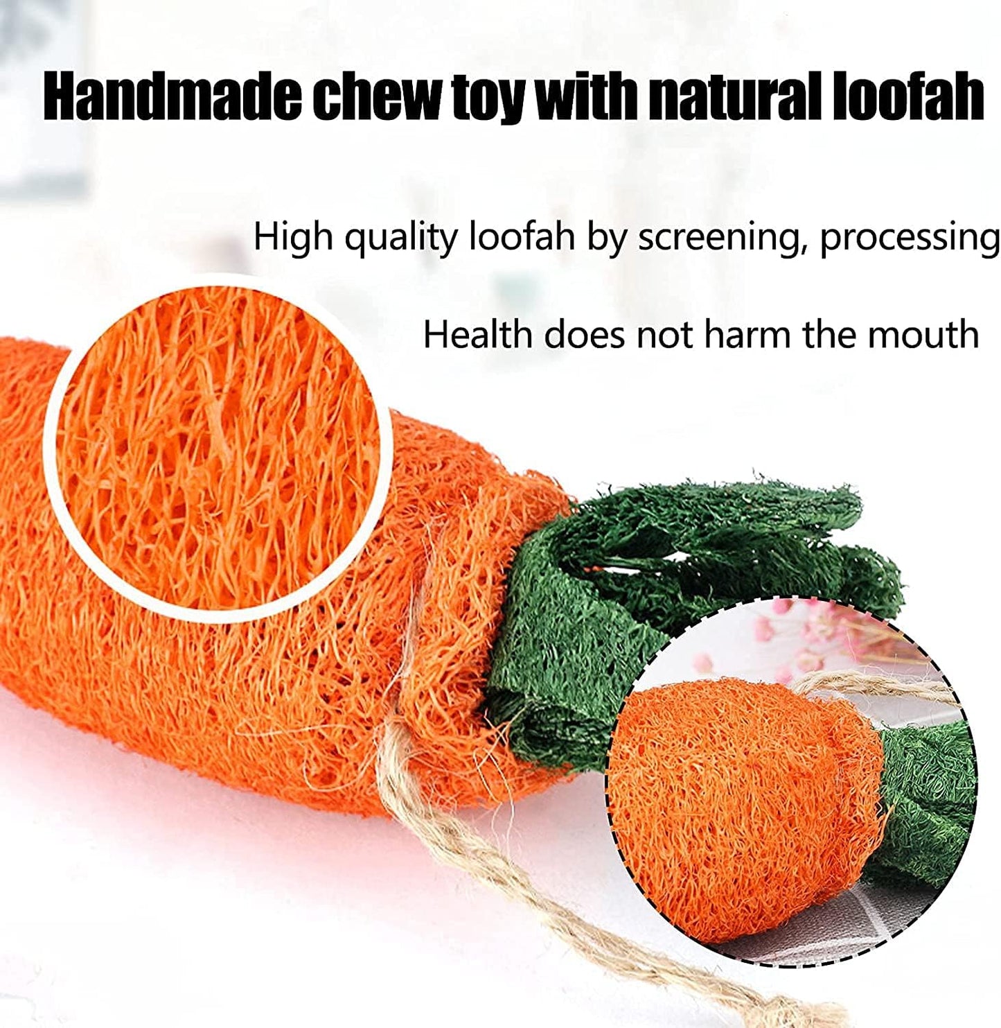 16 PCS Rabbit Toys, Hamster Toy for Molar, Loofah String Carrot Toys for Dental Health, Promote Digestion, for Best Hamster Toys Gifts