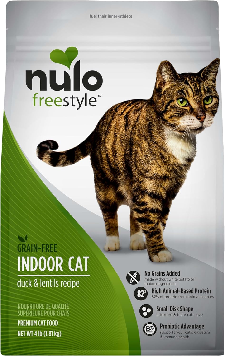 Nulo FreeStyle High Protein Indoor Cat Food, Duck & Cod Recipe - Natural Grain-Free Dry Indoor Cat Food with Omega Fatty Acids, & Probiotics, 4 lb