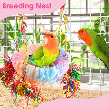 KATUMO Parakeet Nest, Parrot Breeding Bed Conure Snuggle Nest Cockatiel Swing Bed for Small Pets, Size Large