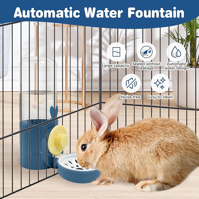 kathson Rabbit Water Dispenser for Cage 17 Oz Hanging Guinea Pig Water Bottle No Drip Gravity Automatic Bunny Water Bottle No Leak Small Animal Water Bottle for Chinchilla Ferret Hamster (Dark Blue)
