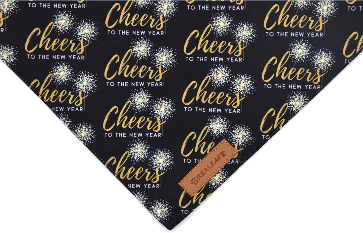 Realeaf New Year Dog Bandanas 2 Pack, Cheers to The New Year Dog Scarf for Boy and Girl, Premium Durable Fabric, Holiday Bandana for Small and Medium Dogs Cats Pets (Small)