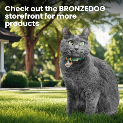 BRONZEDOG Leather Cat Collar with Removable Bells Non Breakaway Kitten QR Tag for Girl Boy (7" - 9" for Cats, Pink & Gold)