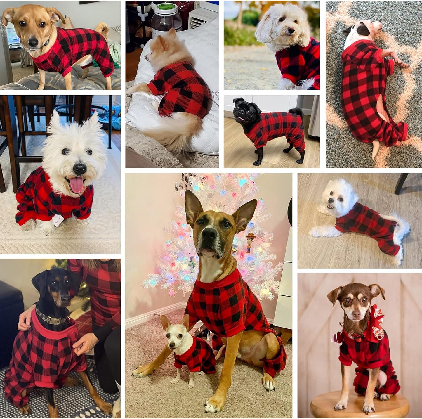 SCENEREAL Dog Pajamas for Small to Large Dogs Soft Pet Sweater Clothes Warm Puppy Onesie Outfits for Doggie Winter Christmas - Dog Jammies Pjs