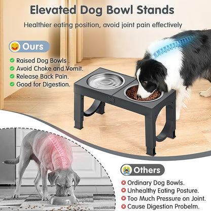 Elevated Dog Bowls Large Breed XIAZ Raised Dogs Bowl Stand Large/Medium Sized Dog 1L Food Water Bowl Stands 5 Heights Adjustable 9/11/12/16in Grey Pet Feeder Dish Station
