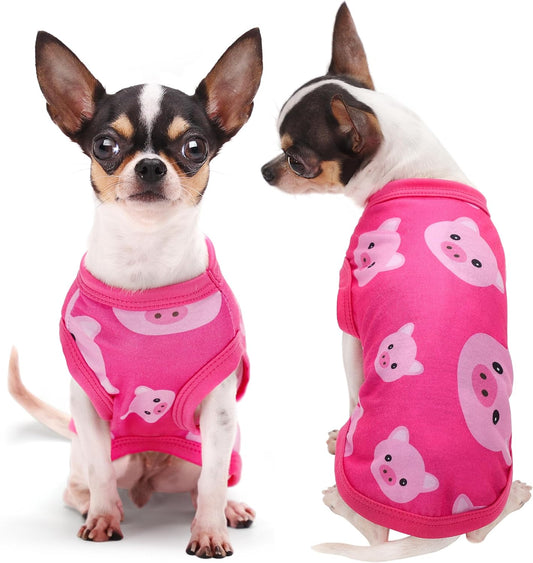 Adorable Pink Pig Dog Shirt: Lightweight Polyester Cartoon Puppy Vest, Small Medium & Large Dog T-Shirt, Summer Pet Clothes, Cute Dog Apparel, Breathable Dog Tank Top M