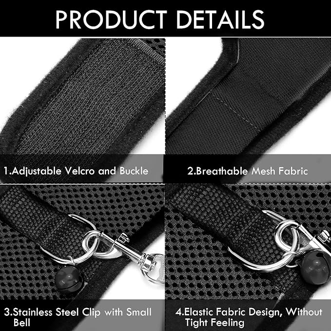 SATINIOR 2 Pieces Guinea Pig Clothes Baby Ferret Rats Hamster Soft Mesh Harness Leash Vest Set with Bell for Guinea Pigs, Hamster, Ferret, Rabbit, Chinchilla and Similar Small Animals(Black, Red,S)