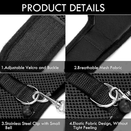 SATINIOR 2 Pieces Guinea Pig Clothes Baby Ferret Rats Hamster Soft Mesh Harness Leash Vest Set with Bell for Guinea Pigs, Hamster, Ferret, Rabbit, Chinchilla and Similar Small Animals(Black, Red,S)