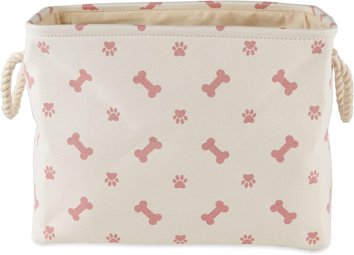 Bone Dry Pet Storage Collection Paw and Bone Print, Small Rectangle, 14x8x9", Rose
