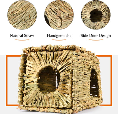 Bunny Grass House-Hand Made Edible Natural Grass Hideaway Comfortable Playhouse for Rabbits, Guinea Pigs and Small Animals to Play,Sleep and Eat (style4)