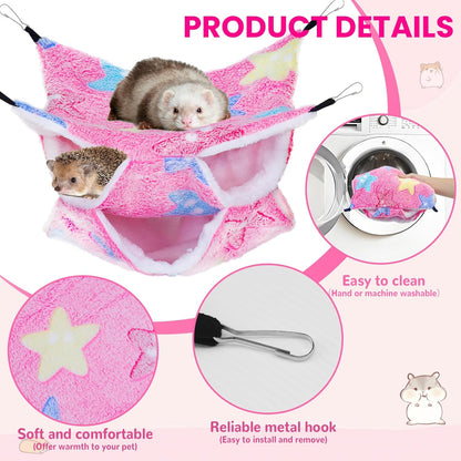 2 Pcs Guinea Pig Hammock, Rat Ferret Hamster Hanging Hammock Guinea Pig Accessories for Small Animals Chinchilla Parrot Sugar Glider Ferret Squirrel (11"×11")