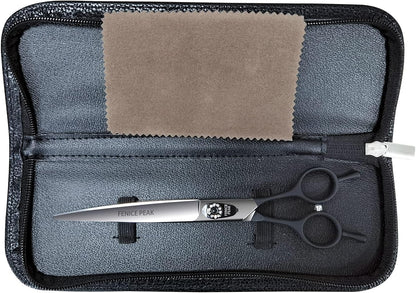 FENICE PEAK Dog Grooming Curved Scissors for Pets, Japan 440C Stainless Steel, Sharp Blade, Suitable for Beauticians (7.0 Inch)