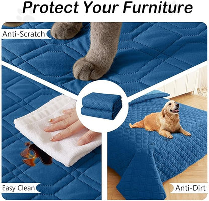 hyha Waterproof Dog Bed Blanket, Soft Pet Blankets, Waterproof Couch Cover for Dogs, Reversible Sofa Covers Washable for Furniture (30x53 Inch, Navy Blue/Blue)