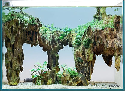 LANDEN 36N 5 Gallon Rimless Low Iron Aquarium Tank, 14.2" W × 8.7" D × 10.2" H (36cm x 22cm x 26cm) 5mm Thickness with Black Nano Foam Leveling mat Included