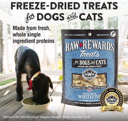 Northwest Naturals Raw Rewards Freeze-Dried Whitefish Treats for Dogs and Cats - Bite-Sized Pieces - Healthy, 1 Ingredient, Human Grade Pet Food, All Natural, Proudly Made in USA, 2.5 Oz (Pack of 3)