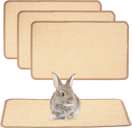 Uranshin Rabbit Scratching Pad,Natural Sisal Bunny Scratch Pad, Rabbit Kitten Cat Scratching Mats for Cages Chew Toys for Bunny Pet Cage Claws and Teeth Care for for Biting Sleeping Bedding Nesting