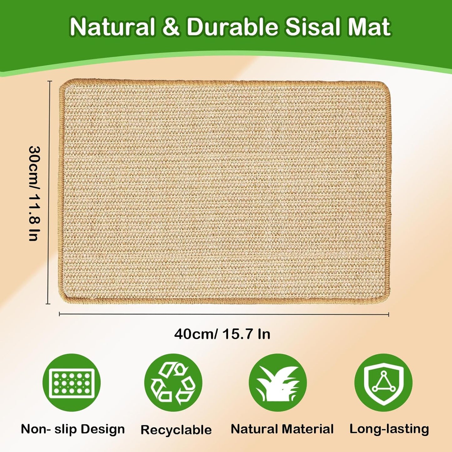 Rabbit Scratching Pad, 16 x 12 Inch Natural Sisal Bunny Scratch Mat Scratcher Mats Claws and Teeth Care for Biting Sleeping Nesting Small Animal Bedding Bed Play Toy (Beige+Brown, 2Pcs)