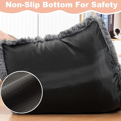 Bedfolks Waterproof Dog Crate Pad, Extra Large Faux Fur Dog Bed, Washable Kennel Bed 41"x27", Dark Grey