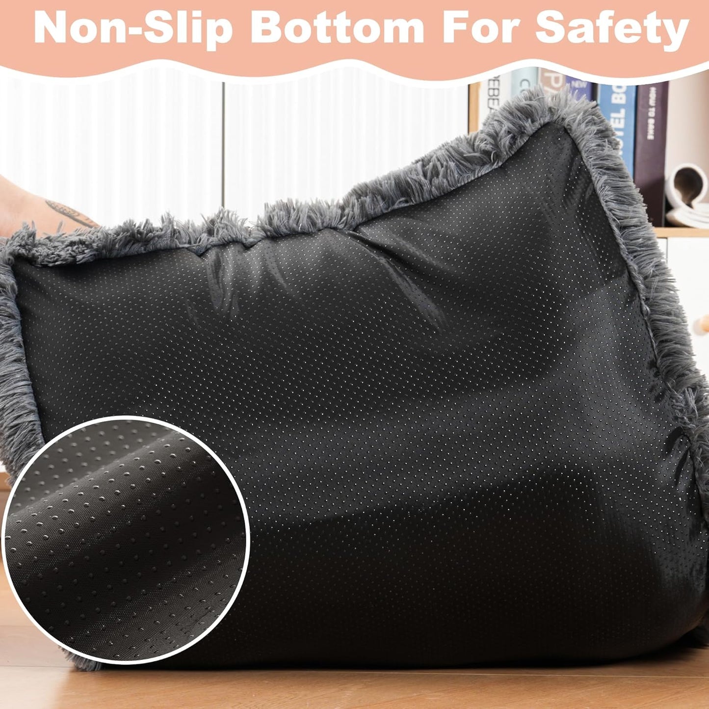 Bedfolks Waterproof Dog Crate Bed, Plush Pad With Removable Cover, Faux Fur for Small Dogs and Cats, Fluffy Washable Kennel Bed 17"x12", Solid Dark Grey