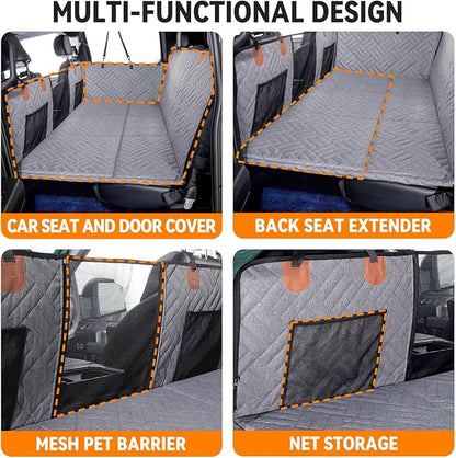 YJGF Dog Back Seat Extender for Truck,Truck Seat Cover Back Seat,Dog Hammock for Truck,Pet Seat Covers for Dogs,Hard Bottom Seat Extender for Dogs,Dog Seat Cover for F150/RAM1500/Silverado (Gray)