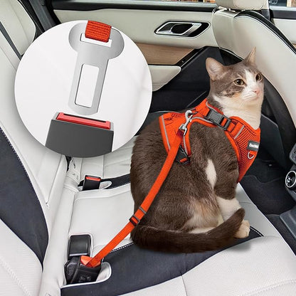Cat Harness and Leash for Walking, 3 in 1 Adjustable Breathable Soft, Easy to Control Reflective Cat Harness Escape Proof, Cat Products, Orange, S