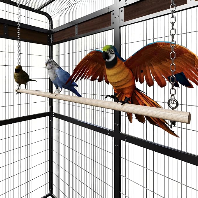 Large Bird Cage for Parakeets Outdoor Bird Aviary Parrot Cage with Perch, Birdcage for Macaws Canaries Parrots Budgie Lovebirds-Black