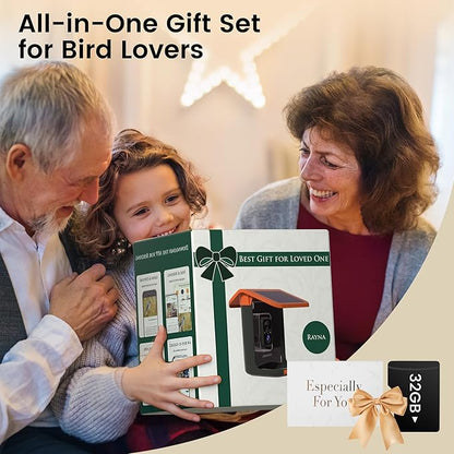 Smart Bird Feeder with Camera, Solar Powered, Free AI Identify Auto Video Capture & 2K HD Video Bird Feeders for Outdoors with SD Card, Gift for Birdlover