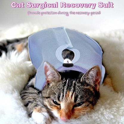 Nuanchu 3 Pieces Cat Recovery Suit Kitten Recovery Suit E-Collar Alternative for Cats and Dogs Abdominal Skin Anti Licking Pajama Clothes Sets(Small,Solid Style,Purple Pink Blue)