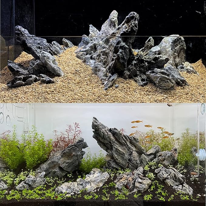 KINGRUI Natural Seiryu Rock Stone 11LB Dragon Stone for Aquarium Landscaping Models Fish Tank Decoration Reptile and Amphibian enclosures 3-6inch