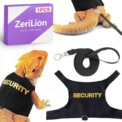 Bearded Dragon Harness & Leash Kit, Escape-Proof Adjustable Lizard Lead for Walking, Fun Costume Accessory