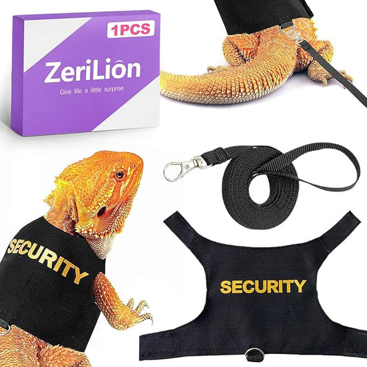 Bearded Dragon Harness & Leash Kit, Escape-Proof Adjustable Lizard Lead for Walking, Fun Costume Accessory