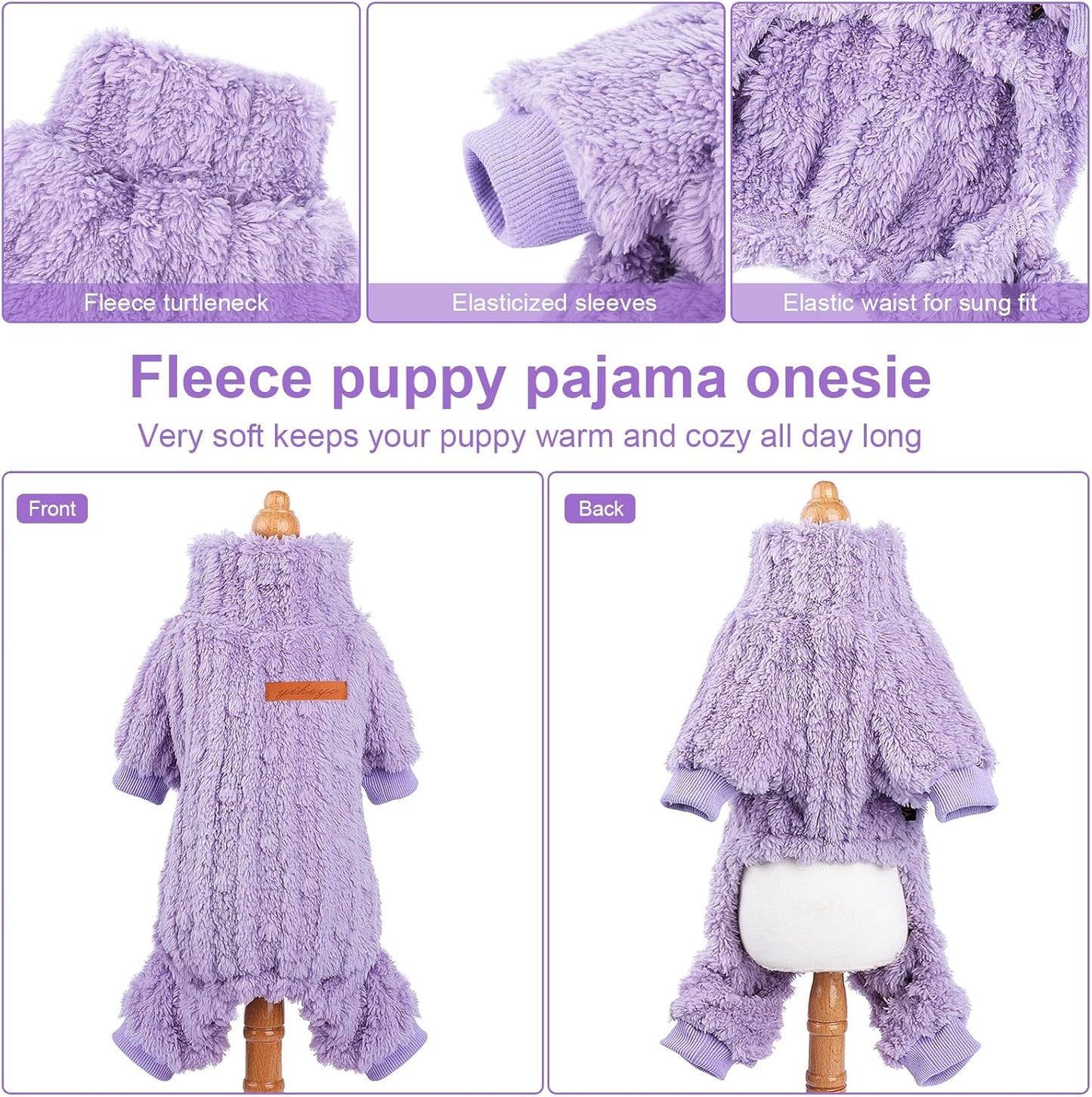 Dog Sweater for Small Dogs, XXS Dog Sweaters Turtleneck Doggie Pajamas Jumpsuits, Small Doggy Clothes Girl Boy, Cold Weather Puppy Onesie Outfits Yorkie Chihuahua Apparel, Purple, XXS