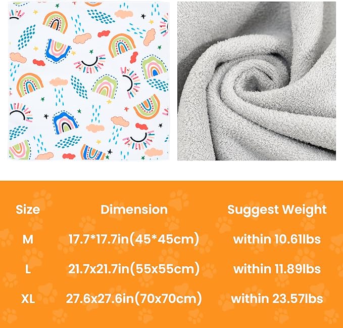 27.6" X27.6" Rainbow Cat Grooming Wrap for Cutting Nails Self-Adherent Fabric Wrap for Cats Anti-Scratch Anti-Escape Grooming Bag Pet Tool