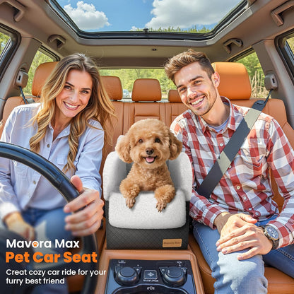 Portable Small Dog Seat for Car, Luxury Center Console Dog Car Seat Booster with Safety Tethers, Auti-Collapse Pet Travel Carseat for SUV, Truck (Black/White)