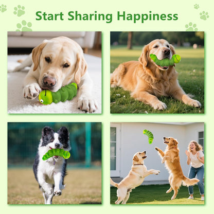 Caterpillar Dog Chew Toys for Aggressive Chewers, Tough Indestructible Squeaky Dog Toy with Beef Flavor Nylon Rubber for Large Medium Dogs to Keep Them Busy and Reduce Boredom (Green)