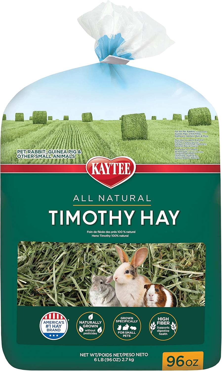 Kaytee All Natural Timothy Hay for Guinea Pigs, Rabbits & Other Small Animals, 6 Pound
