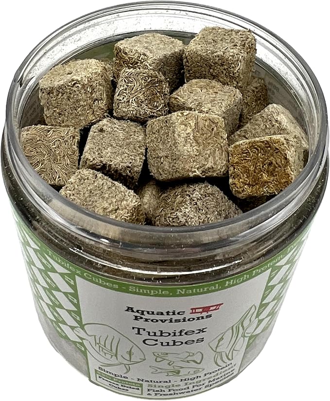 Freeze Dried Tubifex Cubes 1 oz, Fish Food for Freshwater and Marine Aquarium Fish
