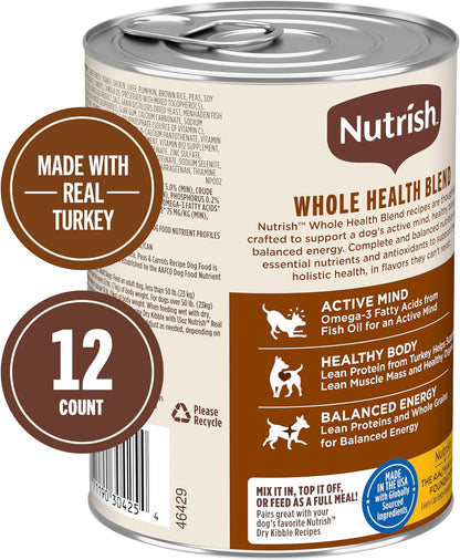 Nutrish Rachael Ray Wet Dog Food Chunks in Gravy Real Turkey, Brown Rice, Peas & Carrots Recipe, 13 oz. Can