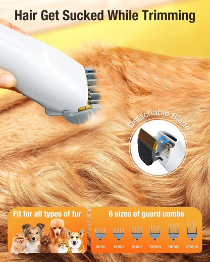 LABIGO Dog Grooming Vacuum, 12000Pa Dog Hair Vacuum with Pet Clipper, 1.8L Pet Vacuum for Shedding Grooming Trimming, 3 Suction Modes Grooming Kit with 4 Grooming Tools for Cats