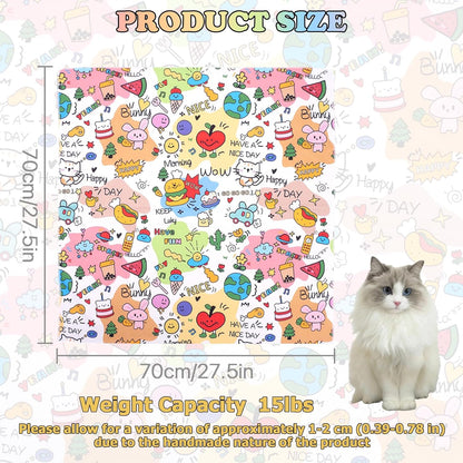 27.6" Cat Grooming Wrap for Nail Clipping Cat Swaddle Wrap (Within 15lbs) for Cutting Nails Cloth for Pet Cleaning Multifunctional Pet Tool|Utility Storage Bag|Self-Adhesive Travel Blanket
