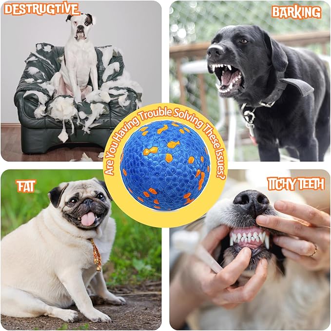 2 Pack Dog Balls Indestructible Interactive Dog Ball Durable Chew Toy for Aggressive Chewers Water-Friendly Tough Bouncing Ball for Dogs (2 Balls)