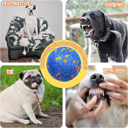2 Pack Dog Balls Indestructible Interactive Dog Ball Durable Chew Toy for Aggressive Chewers Water-Friendly Tough Bouncing Ball for Dogs (2 Balls)