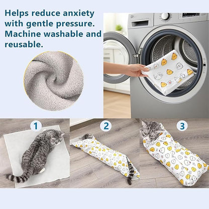 27.6'' Cat Grooming Bag for Nail Trimming - Escape Proof Pet Restraint Wrap for Cats, Calming Swaddle Burrito, Anti-Scratch Anti-Runaway & Anti-Bite for Cat Clipping & Care (L (up to 18 lbs))